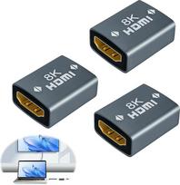 HDMI-Kupplung, 8K-Buchse auf Buchse, HDMI-2.1-Aluminium-Adapter, unterstützt 8K @ 60Hz 4K @ 120Hz HDR eARC vergoldete Verlängerung für Laptop und HDTV-Monitor, Projektor, Spielekonsole, 3 Stück