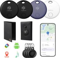 HH-Tech Android Smart Tracker Tag-Kombination funktioniert mit Google Find Hub, Bluetooth-Artikelfinder, Schlüsselfinder, austauschbarer Akku, Track-Tasche, Gepäck (4 Stück mit 4 Hüllen und