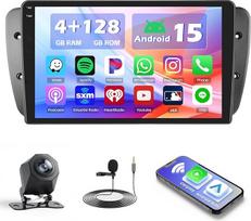 Hikity 4+128G Autoradio für Seat Ibiza 6J 2009-2013, 9" Bildschirm Radio mit Wireless CarPlay Android Auto Bluetooth Navi GPS WiFi EQ USB