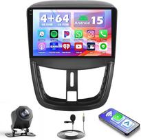 Hikity 4+64G Android 15 Autoradio für Peugeot 207 2006-2015, 9" Bildschirm Radio mit Wireless CarPlay Android Auto Bluetooth Navi GPS WiFi EQ Canbus und Rückfahrkamera