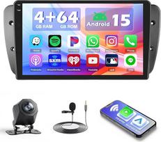 Hikity 4+64G Autoradio für Seat Ibiza 6J 2009-2013, 9" Bildschirm Radio mit Wireless CarPlay Android Auto Bluetooth Navi GPS WiFi EQ USB