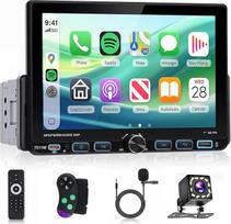 Hodozzy 1 DIN RDS automobilinis radijas su belaidžiu "Android" "Carplay", 7 colių IPS ekranas, palaiko "Bluetooth 5.2", greitąjį įkrovimą, C tipo USB Mirror Link EQ SWC, galinio vaizdo kamerą + vairo valdymas