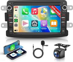 Hodozzy 2G + 64G automobilinis radijas "Renault Dacia Logan Dokker Duster Sandero Lodgy Captur Symbol Lada Xray" su "Carplay Android Car", 7 colių jutiklinis ekranas su navigacija DSP Bluetooth WiFi FM/RDS, valdymas vairu