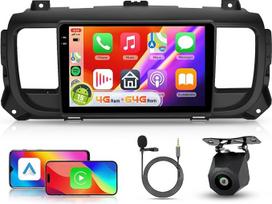Hodozzy Carplay Android, skirtas Citroen Jumpy 3/Peugeot Expert/Toyota Proace 2016-2023 m. automobiliniam radijui su navigacija, 9 colių vidinis ekranas su Android Car/WiFi/GPS/RDS/FM/BT/USB + atbulinės eigos kamera