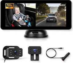 Hodozzy Galvos atlošo kūdikio kamera su galinio vaizdo kamera 720P, plataus kampo kamera automobiliui, 6,86 colių IPS ekrano veidrodis, skirtas stebėti vaikus, naminius gyvūnus, naktinis matymas