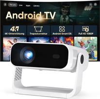 Išmanusis projektorius "Full HD 1080P", 25 000 liumenų, "Android 11", integruotos programėlės, 4D trapecinio iškraipymo korekcija, "WiFi 6" ir BT 5.2, namų kino 4K projektorius, trapecinio iškraipymo korekcija ir elektrinis fokusavimas