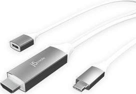 j5create C tipo USB ir 4K @ 60Hz HDMI adapterio kabelis (1,8 m) su PD 100 W, suderinamas su "Thunderbolt 3/4", "MacBook Pro/Air", "iPad Pro/Air", "ChromeBook" (JCC155G)