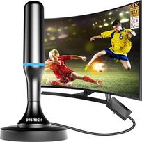 Kambarinė antena, Dvbt2 antena su stiprintuvu patalpoje, Dvbt antena, Dvb-t2 patalpų antena televizoriui, "Wave Max" antena, 360° priėmimo kampu, 4K/1080P HD, idealiai tinka vietiniams siųstuvams, 3 m kabelis
