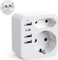 Kelioninis adapteris Japonijos lizdo adapteris, 6-in-1 Japonijos adapteris su 3 USB 1 USB C (3,4 A), A tipo lizdo adapteris JAV, Kanadai, Meksikai