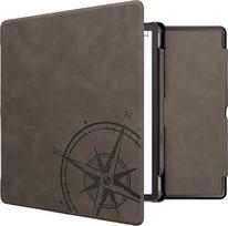 kwmobile "Amazon Kindle Scribe" apsauginis dėklas - elektroninės skaityklės dėklas iš dirbtinės odos su automatinio užmigimo funkcija - kompasas Vintage su pilka spalva