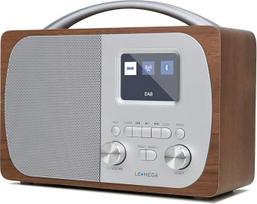 LEMEGA DR5 Nešiojamasis DAB/DAB+ skaitmeninis radijas, medinis radijas su "Bluetooth 5.3", FM radijas virtuvėje arba lovoje, dvigubas žadintuvas, 40 išankstinių nustatymų, spalvotas ekranas, maitinamas iš tinklo arba su baterijomis, riešutmedžio spalvos