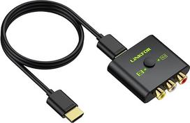 LiNKFOR RCA ir HDMI keitiklis, 4:3/16:9 AV ir HDMI adapteris, 1080P kompozitinis CVBS AV ir HDMI vaizdo garso adapteris, skirtas Wii/PS1/PS2/N64/Xbox/DVD/VCR, palaiko PAL/NTSC su USB maitinimo kabeliu
