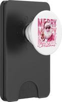 Linksmų Kalėdų rožinis Kalėdų Senelis su gumine grafika "PopSockets PopWallet for MagSafe