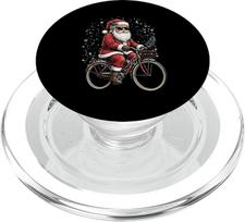 Lustiger Weihnachtsmann auf einem Fahrrad PopSockets PopGrip für MagSafe