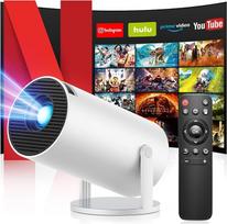 Mini projektorius 4K, Full HD 1080P mini projektorius, palaiko "WiFi 6" ir "Bluetooth 5.4", projektorius mobiliajam telefonui su "Android 11", pasukamas automobilyje 360° kampu, nešiojamasis projektorius su HDMI/televizoriaus lazdele/nešiojamuoju kompiute