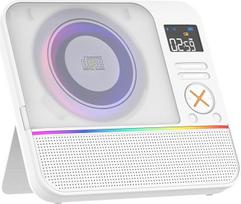 MONODEAL 2026 Nešiojamasis CD grotuvas su RGB apšvietimu, HiFi stereo sistema, nešiojamasis CD grotuvas, "Bluetooth", įkraunamas diskomagnetofonas su garsiakalbiu ir FM radiju, miego laikmatis