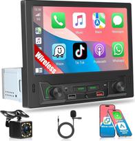 Motorsi 1-Din-Autoradio [kabeliuose] Apple CarPlay Android Auto radijas, 8-Zoll-HD jutiklinis ekranas, Mirror Link/Lenkradsteuerung/Bluetooth/FM/AUX/DSP/USB + Mikrofonas