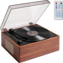 Nešiojamasis CD grotuvas su "Bluetooth 5.1", retro CD grotuvas su dvigubu stereofoniniu garsiakalbiu Nuotolinio valdymo pultas Įkraunamas CD grotuvas Palaiko USB/AUX atkūrimą Ausinių knygelė Apsauga nuo dulkių, medžio tekstūros ruda spalva