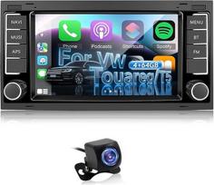 NHOPEEW 4+64G automobilinis radijas VW Touareg 2004-2011 / Transporter T5 2004-2009 - Belaidis Carplay ir Android Car WiFi GPS - Mirror Link Steer 32EQ Wheel Control Split Screen + atbulinės eigos kamera