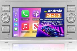 NHOPEEW Android 2+64G automobilinis radijo imtuvas "Ford Transit Fiesta Focus Galaxy Mondeo Fusion", skirtas "Kuga C-Max S-Max Connect" su "Carplay" ir "Android Car" - 7 colių radijo imtuvas, palaikantis WiFi GPS SWC + atbulinės eigos kamera ir mikrofonas