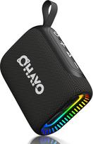 OHAYO "Bluetooth" garsiakalbis mažas su RGB šviesa, "Bluetooth 5.3" muzikos dėžutė su IPX7 atsparumu vandeniui, 24 val. baterija, stereofoninis suporavimas, nešiojamasis mini garsiakalbis "iPhone", vakarėliui, sodui, juodas
