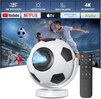 Pasaulio futbolo čempionatui skirtas projektorius, mini projektorius, išmanusis projektorius su "WiFi 6" ir "Bluetooth 5.4", "Android 14", 180° pasukimo kampu, automatinis pakreipimas, nešiojamas projektorius, suderinamas su HDMI, TV priedėliu ir nešiojam