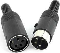 Pora juodos spalvos plastikinių vyriškos ir moteriškos lyties 4 kontaktų DIN garso adapterio jungčių 6 mm