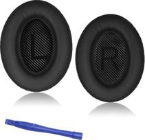 Premium-Ersatz-Ohrpolster für Bose QuietComfort 35 (QC35) und QuietComfort 35ii (QC35ii), Kopfhörer-Ohrpolster mit weichem Leder und Memory-Schaum, Schwarz