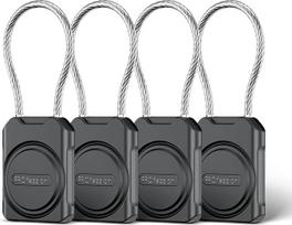 PROfezzion Pack of 4 Secure GPS Tag Pendant Case Holder with Metal Cable for Suitcase, Luggage, Hand Luggage, Suitcase, Luggage, Keys & More, IPX8 Waterproof & Full Protection - Black