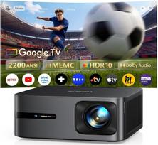 Projektorius 4K MEMC 【2200 ANSI/Google TV 14.0/Dolby 40 W】 Automatinis fokusavimas / distancijos keitimas "WiMiUS" dieninis projektorius, 4K, valdymas balsu, HDR10, viršutinis projektorius, "WiFi Bluetooth" 1080P priartinimas, namų kinas, HDMI 2.1
