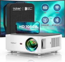 Projektorius Full HD 1080P, YABER WiFi "Bluetooth" projektorius Namų kino 4K vaizdo įrašų palaikymas 4D/4P Keystone korekcija, -50% priartinimas, PPT pristatymas, nešiojamas projektorius su krepšiu, suderinamas su TV Stick/PC/PS5