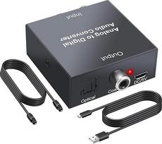 PROZOR Analoginis skaitmeninis garso keitiklis R/L RCA 3,5 mm AUX į skaitmeninį koaksialinį Toslink optinį garso keitiklį su optiniu kabeliu PS3, PS4, Blu-ray grotuvui, HD DVD, AV stiprintuvui
