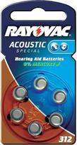 RAYOVAC 312 Special Acoustic/1.4 V/180 mAh klausos aparatų baterijos 60 vnt. dėžutėje (10 x 6)