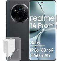realme 14 Pro 5G 12+512GB mobilusis telefonas lustas Dimensity 7300 fotoaparatas Sony IMX882 OIS 50MP išlenktas ekranas 6,77" 120Hz akumuliatorius 5260mAh atsparus vandeniui IP69 pilka (su adapteriu)