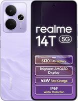 realme 14T 5G išmanusis telefonas 8 + 256GB, violetinės spalvos žaibas, 6,67 colių ekranas, 120 Hz ekranas, 5130 mAh baterija, 50 MP kamera, "MediaTek Dimensity 6300", "ArmorShell" apsauga, IP69