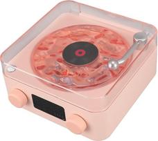 Retro "Bluetooth" garsiakalbis "Turntable" stiliaus, 3 in 1 vintažinis vinilo garsiakalbis su vandens bangomis, naktine šviesa, laiko ekranu, 4 gamtos garsais, dovana