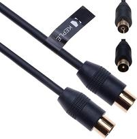 RF koaksialinis RF kabelis TV antenos kabelis 2 m koaksialinio koaksialinio kabelio nuo vyriško iki moteriško antenos lizdo ilgintuvas, skirtas "Bosch SkyDSL ONE Primacom Unitymedia DVD VCR televizoriui, juodas