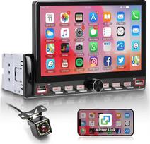 Rimoody Autoradio 1 Din mit Bluetooth IOS/Android Mirror Link 7 Zoll Klaviertasten Touchscreen Radio Single Din mit Bluetooth Freisprecheinrichtung FM Radio USB/EQ/AUX Lenkradsteuerung Rückfahrkamera