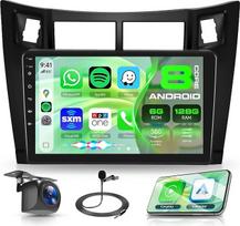 Rimoody 8 Core 6G+128G Android Autoradio für Toyota Yaris 2005-2011 Wireless Carplay Android Auto GPS Navi WiFi 360° Panorama, 9 Zoll Touchscreen Radio Bluetooth FM/RDS/DSP EQ/USB/SWC Rückfahrkamera