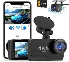 SIGRILL 4K/2K+1080P Dash Cam Automobilinė priekinė galinė kamera, WiFi Dash Cam su 64GB SD kortele, Dasch-cam Automobilinė naktinio matymo kamera, 170° plataus kampo WDR, 24/7 parkavimo stebėjimo funkcija, G jutiklis, įrašymas kilpa, maks. 256GB