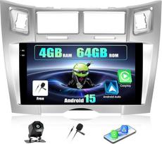 SIXWIN 4+64G Android 15 Autoradio für Toyota Yaris/Vizi 2005-2011 mit CarPlay/Android Auto, 9'' HD InCell Touchscreen mit WiFi GPS Bluetooth 5.0 FM/RDS Radio EQ USB+Rückfahrkamera