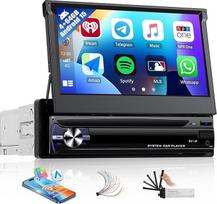 SIXWIN 4+64GB 1 DIN Android 15 Navi Autoradio mit Wireless Carplay Android Auto, 7 Zoll Bildschirm Bluetooth Radio Ausfahrbarem Manuelle mit Mirror Link WiFi GPS Bluetooth FM/RDS 32EQ