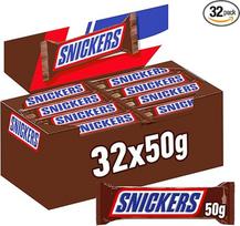Šokoladiniai batonėliai "Snickers", karamelė ir žemės riešutai, pieninis šokoladas, didmeninė pakuotė, 32 x 50 g