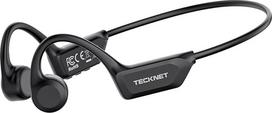 TECKNET Knochenschall Kopfhörer Bluetooth, Bone Conduction Headphones mit Mikrofon, Open Ear Sport Kopfhörer für Fahrrad Laufen, IPX5 Wasserdicht, 10H Akku, Knochenleitungskopfhörer, Schwarz