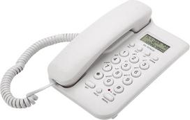 Telefonas su laidu, laidinis fiksuotojo ryšio telefonas, laidinis namų telefonas, laidinis stalinis sieninis telefonas, biuro fiksuotojo ryšio telefonas namams, viešbučiui (baltas)