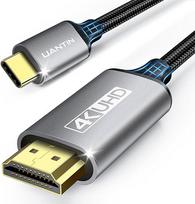 UANTIN USB C ir HDMI kabelis 3 pėdų 4K didelės spartos USB 3.1 Type-C ir HDMI 2.0 Thunderbolt 3/4 kabelis, suderinamas su "MacBook Pro/Air", "Galaxy S8-S23", "iPhone 15/Pro/Plus/Max", "iPad Pro", "iMac", "Surface
