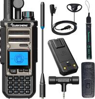 UAYESOK QUANSHENG TK-11(8) VHF/UHF dviejų juostų 10 W radijo stotelė su ausinėmis, 999 kanalai, C tipo įkrovimo prievadas ir 3000 mAh baterija, daugiajuostis priėmimas ir siuntimas, spektro analizatorius, profesionali radijo stotelė