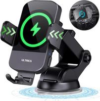 ULTRICS greitas belaidis įkroviklis automobilyje, automobilinis mobiliojo telefono laikiklis su įkrovimo funkcija, automatinis indukcinis automobilinis įkroviklis, suderinamas su "iPhone 15 Pro Max/ 16/14/ 13/12/ 11 Mini/XS/XR, Galaxy S21