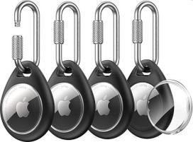 UNBREAKkabelio laikiklis "Apple AirTag" (4 vnt.) - TPU apsauginis dėklas su 304 nerūdijančio plieno "Twist Lock" karabinu, apsaugotas nuo praradimo, atsparus vandeniui, puikiai tinka, atsparus įbrėžimams, juodas