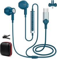 USB C ausinės "Xiaomi Redmi Note 15 Pro+ 17 Pro Max Poco F7 F8 Pro 5G", ausinės su kabeliu ir mikrofonu, C tipo USB ausinės "Honor Magic8 Pro 400 Smart X9d X7d Pixel 10 9 Pro Fold", mėlynos spalvos